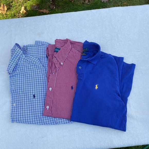 Ralph Lauren Lot Shirts Size Large long sleeve polo Blue Red - Picture 11 of 13